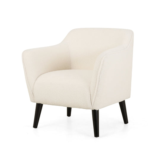 GDF Studio Classen Contemporary Upholstered Club Chair, Ivory Boucle Fabric and Matte Black