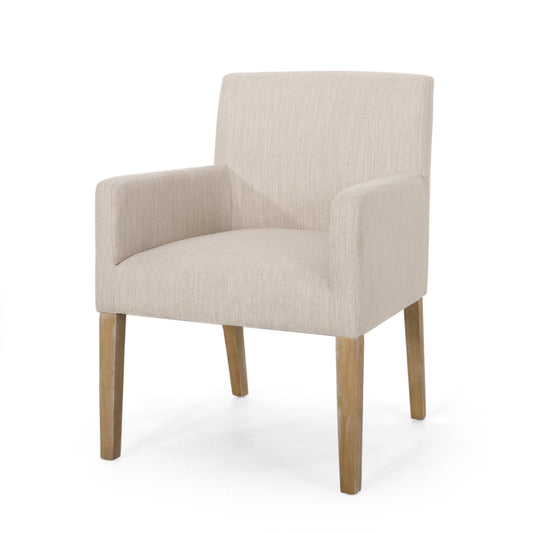 GDF Studio Gilliam Contemporary Fabric Upholstered Armchair, Beige and Weathered Brown