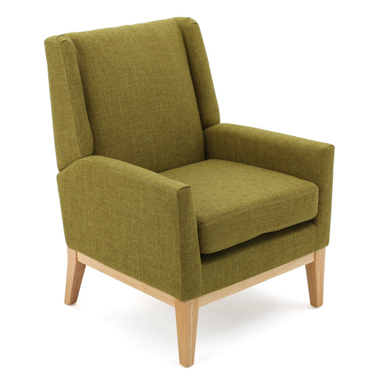 GDF Studio Glasgow Mid Century Modern Fabric Upholstered Club Chair, Green and Natural