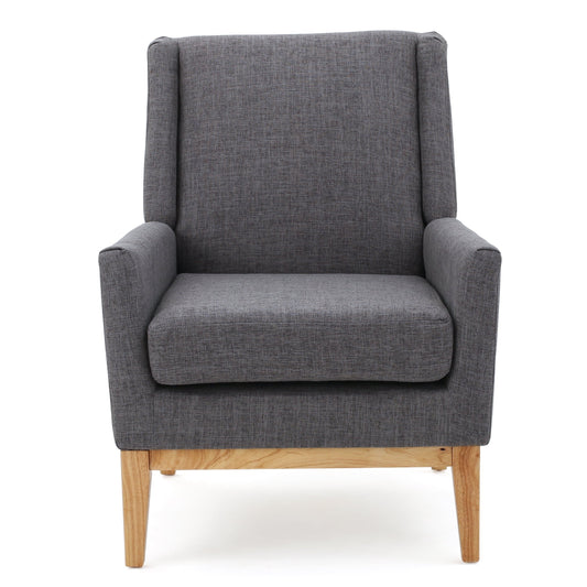 GDF Studio Glasgow Mid Century Modern Fabric Upholstered Club Chair, Light Gray and Natural