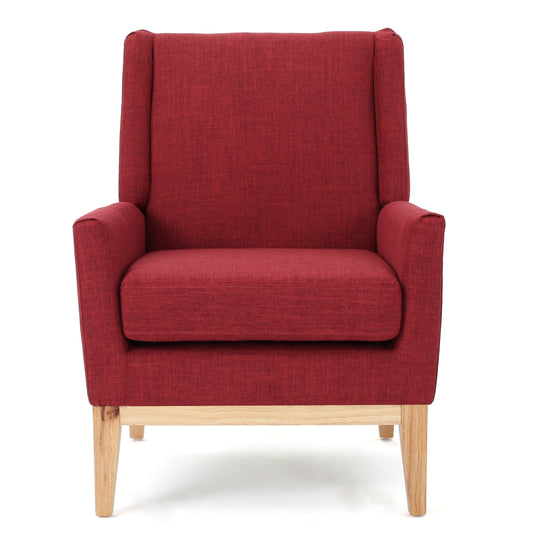 GDF Studio Glasgow Mid Century Modern Fabric Upholstered Club Chair, Red and Natural