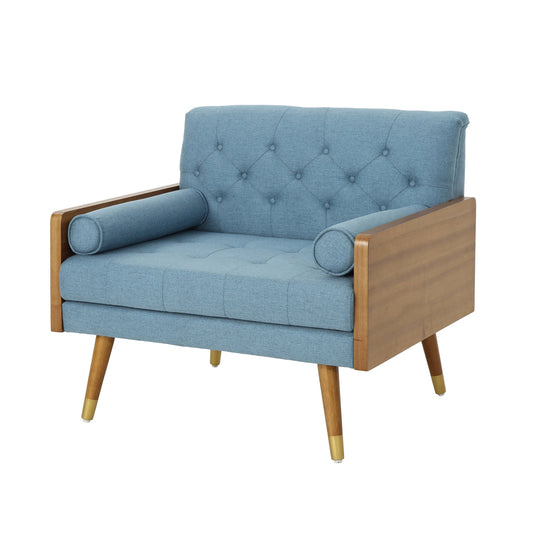 GDF Studio Greta Mid Century Modern Fabric Club Chair, Blue