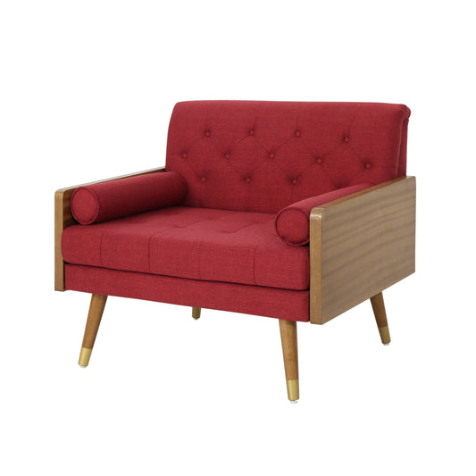 GDF Studio Greta Mid Century Modern Fabric Club Chair, Red