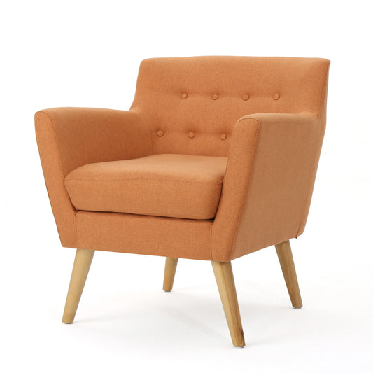 GDF Studio Madeira Buttoned Mid Century Modern Orange Fabric Club Chair
