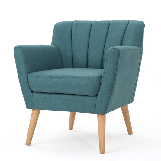 GDF Studio Madelyn Mid Century Modern Dark Teal Fabric Club Chair