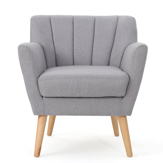 GDF Studio Madelyn Mid Century Modern Light Grey Fabric Club Chair