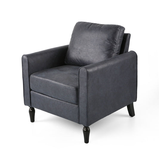 GDF Studio Marquette Contemporary Microfiber Upholstered Club Chair, Navy Blue and Black