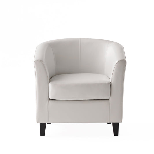 GDF Studio Miller Contemporary Upholstered Club Chair, Ivory Bonded Leather and Dark Brown
