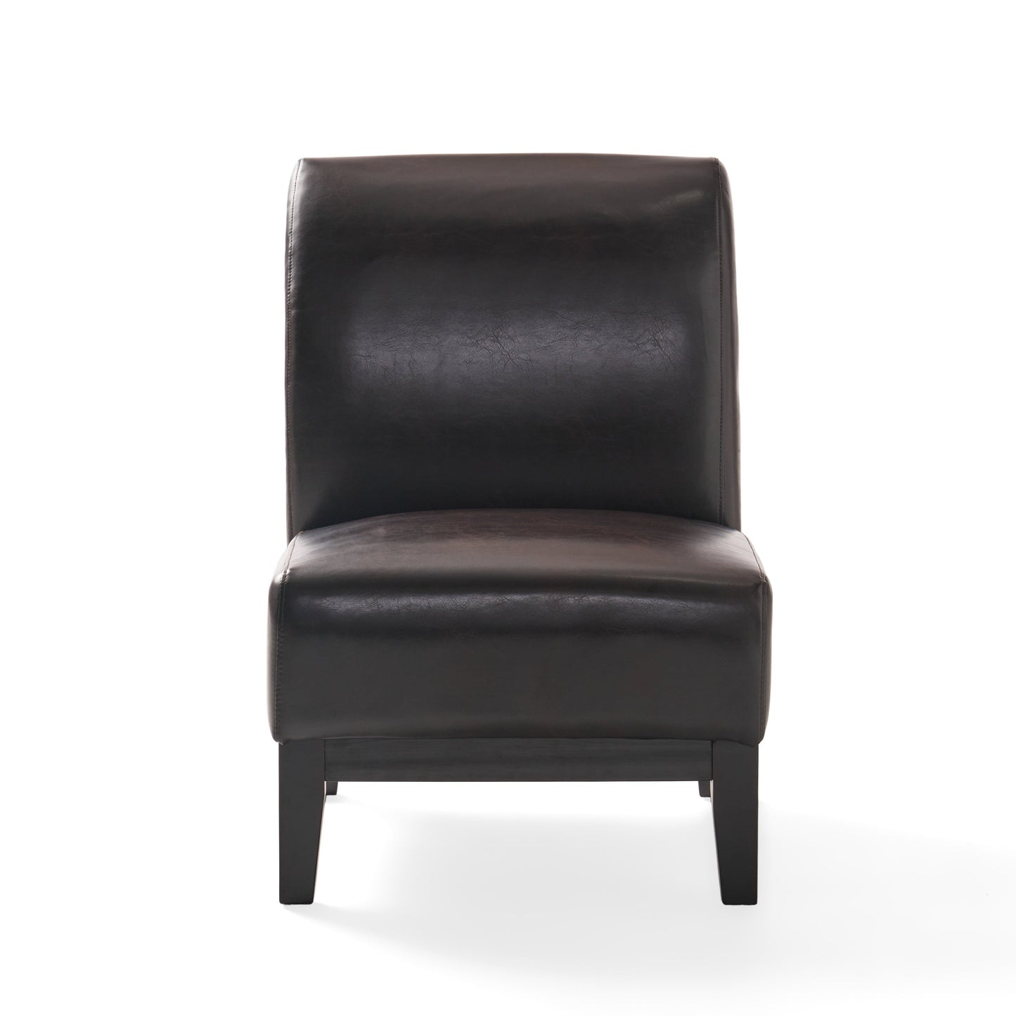 GDF Studio Nathan Contemporary Bonded Leather Slipper Chair, Brown and Espresso