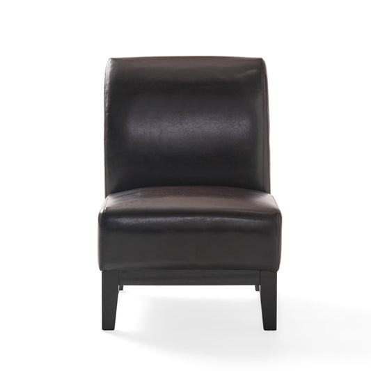 GDF Studio Nathan Contemporary Bonded Leather Slipper Chair, Brown and Espresso
