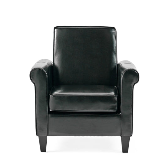 GDF Studio Newport Black Bonded Leather Black Club Chair