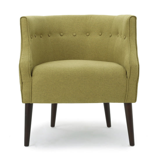 GDF Studio Santa Cruz Contemporary Fabric Button Tufted Club Chair, Green