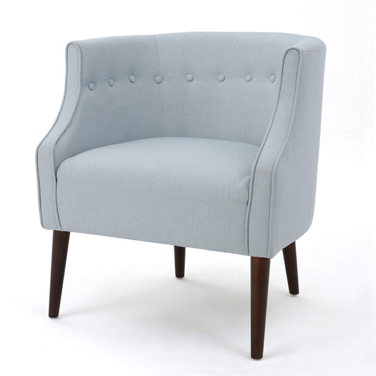 GDF Studio Santa Cruz Contemporary Fabric Button Tufted Club Chair, Light Sky