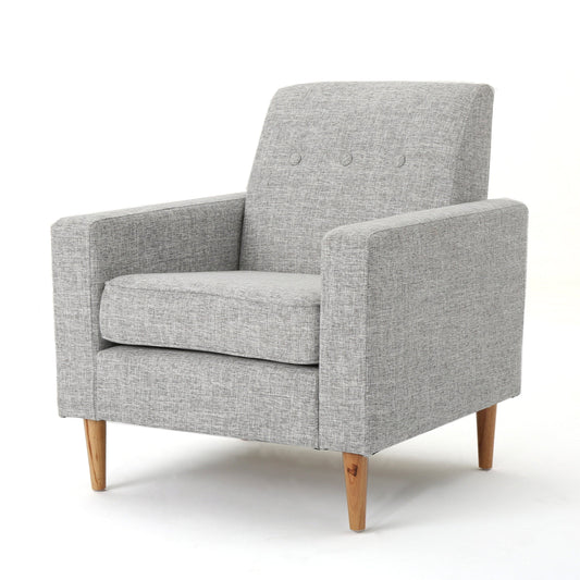 GDF Studio Silvester Contemporary Fabric Club Chair, Light Gray Tweed and Natural