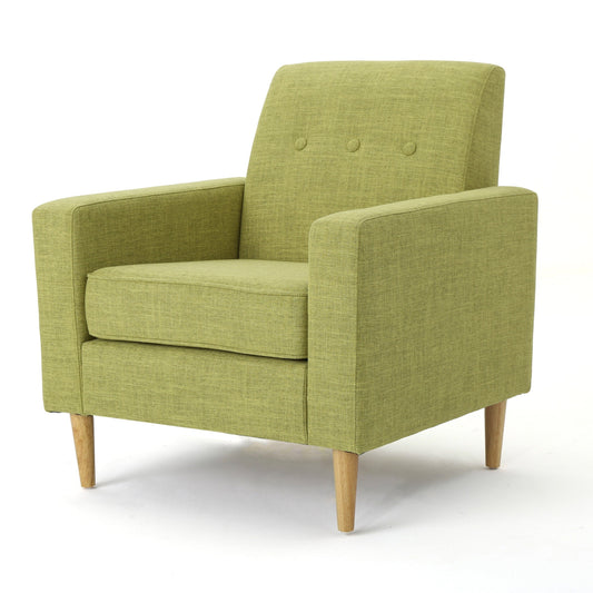 GDF Studio Silvester Contemporary Fabric Club Chair, Muted Green and Natural