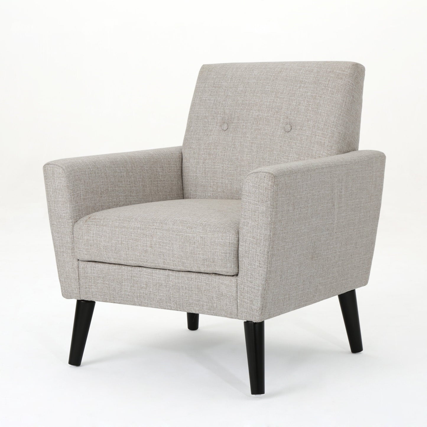 GDF Studio Teche Mid Century Modern Fabric Tufted Club Chair, Beige and Dark Brown