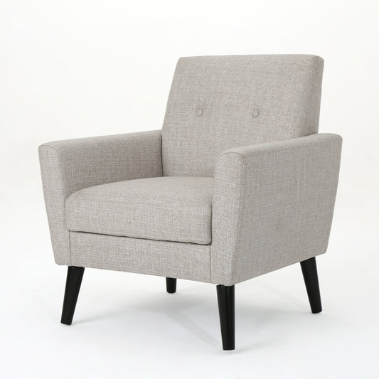 GDF Studio Teche Mid Century Modern Fabric Tufted Club Chair, Beige and Dark Brown