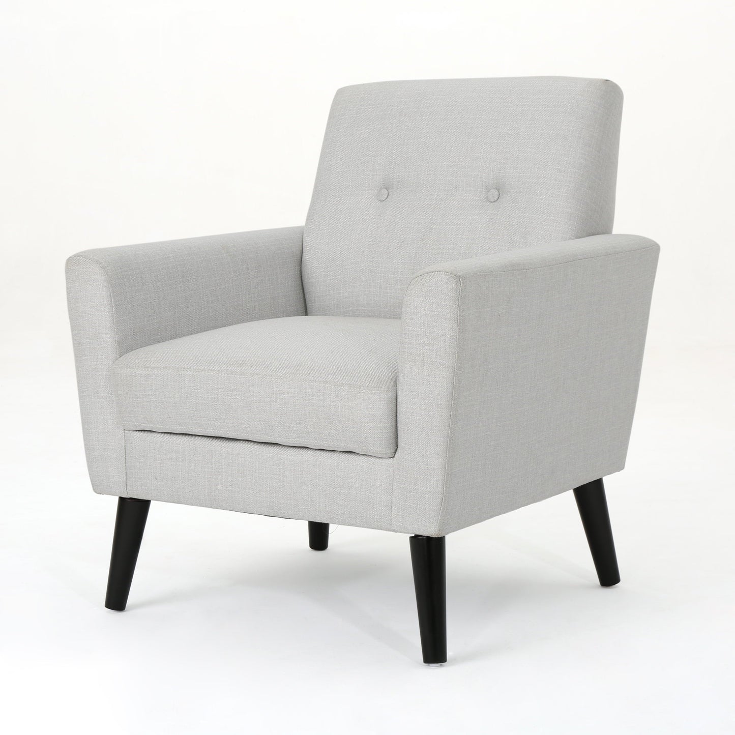 GDF Studio Teche Mid Century Modern Fabric Tufted Club Chair, Light Gray and Dark Brown