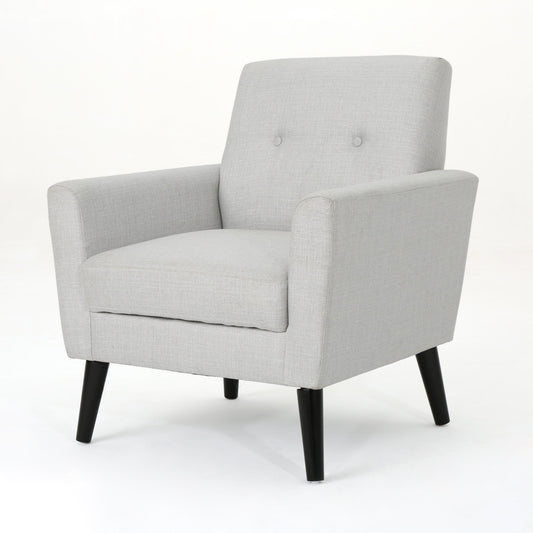 GDF Studio Teche Mid Century Modern Fabric Tufted Club Chair, Light Gray and Dark Brown