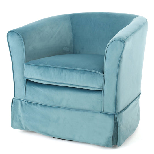 GDF Studio Tiffin Contemporary Upholstered Swivel Club Chair, Blue Velvet and Black
