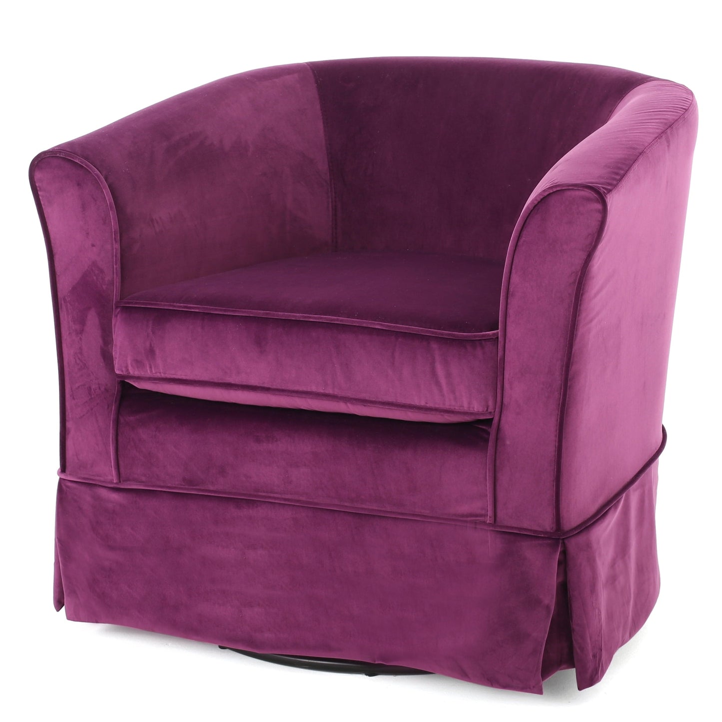 GDF Studio Tiffin Contemporary Upholstered Swivel Club Chair, Fuchsia Velvet and Black
