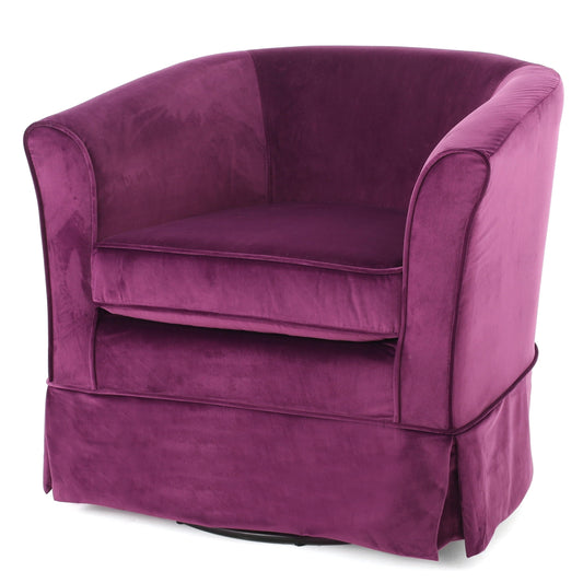 GDF Studio Tiffin Contemporary Upholstered Swivel Club Chair, Fuchsia Velvet and Black