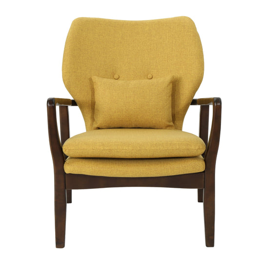 GDF Studio Ventura Mid Century Modern Fabric Club Chair, Mustard Fabric and Dark Espresso