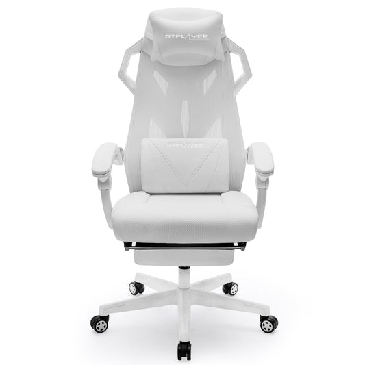 GTPLAYER Ergonomic 3D Stereoscopic Frame Mesh Gaming Office Chair, White