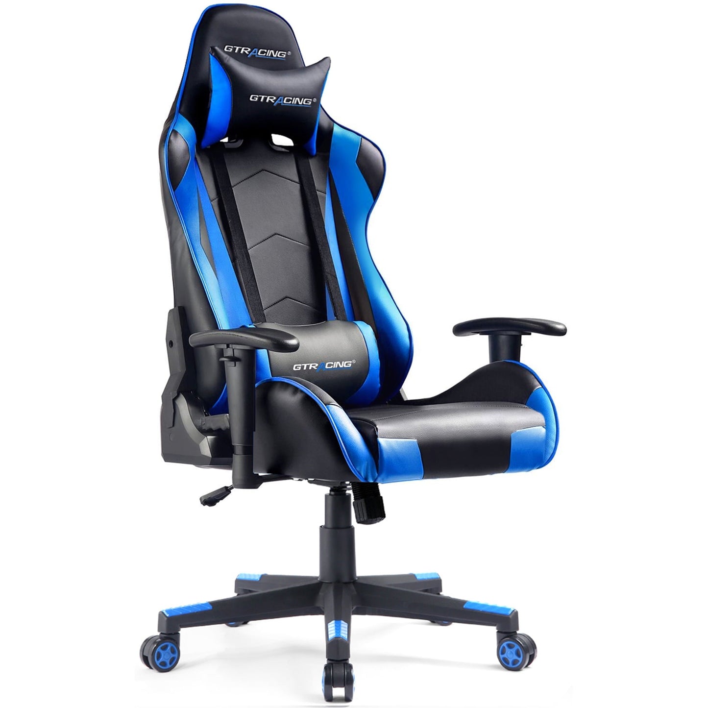 GTPLAYER Gaming Chair Office Chair PU Leather with Adjustable Headrest and Lumbar Pillow, Blue