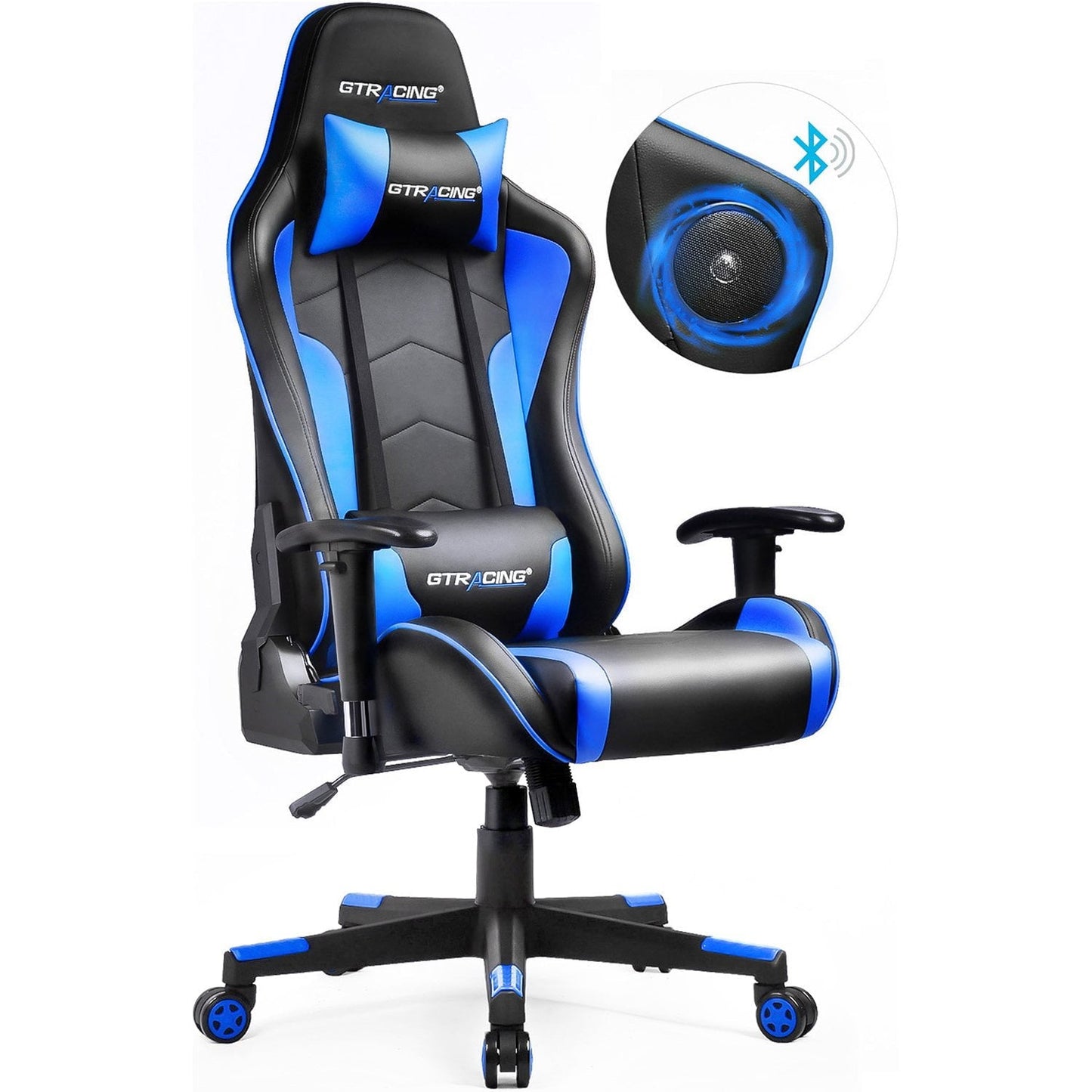 GTPLAYER Gaming Chair with Bluetooth Speakers Home Office Chair, Blue