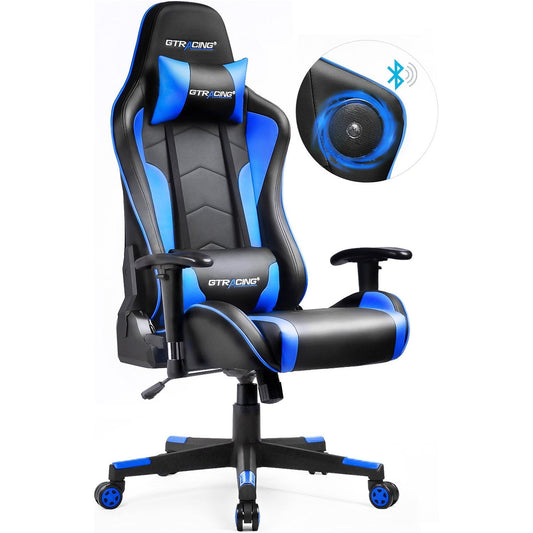 GTPLAYER Gaming Chair with Bluetooth Speakers Home Office Chair, Blue