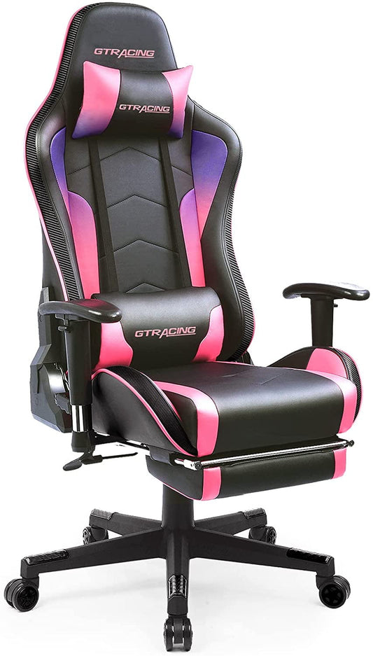 GTPLAYER Gaming Chair with Bluetooth Speakers Music Office Chair with Footrest PU Leather Recliner, Colorful