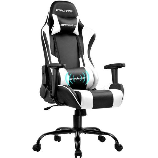 GTPOFFICE Gaming Chair With Massage Office Chair, White