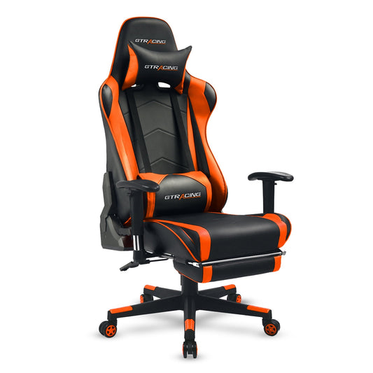 GTRACING Gaming Chair Office Chair PU Leather with Footrest&Adjustable Headrest, Orange