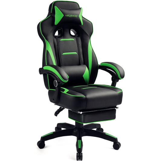 GTRACING Gaming Chair in Home with Footrest PU Office PC Chair, Green
