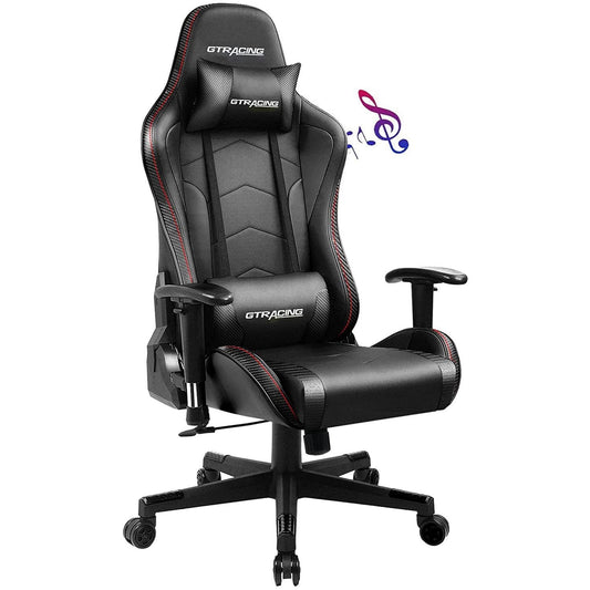 GTRACING Gaming Chair with Speakers Bluetooth in Home Office Computer Chair, Black