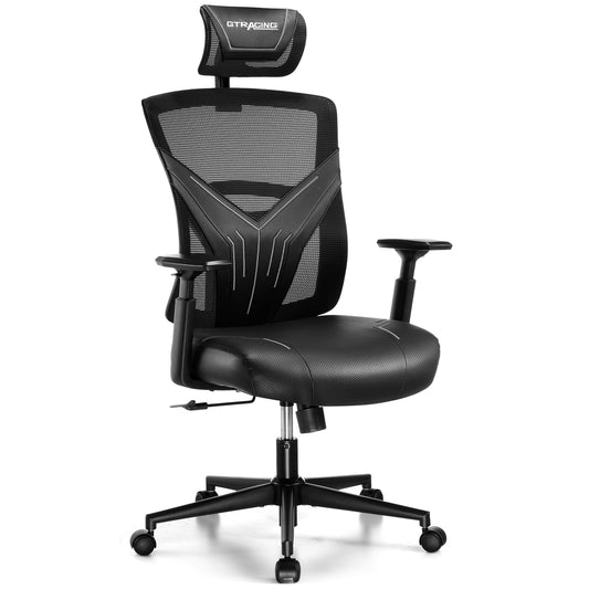 GTRACING Mesh Back Ergonomic Reclining Video Gaming Chair, Black