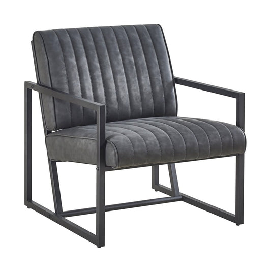 GZXS Modern PU Leather Accent Chair Arm Chair with Metal Frame, Sofa Chairs for Living Room Bedroom, Gray