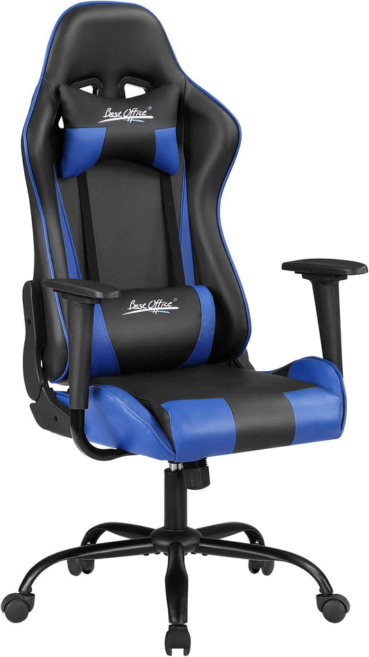 Gaming Chair Office Chair Desk Chair with Lumbar Support Headrest Armrest Task Rolling Swivel Ergonomic E-Sports Adjustable PC Gamer Chair Blue