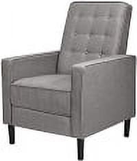 Giantex Push Back Recliner Chair, Fabric Accent Arm Chair with Ottoman Modern Recliner Sofa for Living Room Bedroom Home Office Club Chair (1 Pcs, Grey)