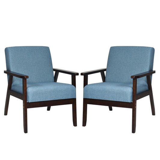 Giantex Set of 2 Accent Chair, Mid-Century Modern Arm Chair for Living Room, Bedroom, Blue