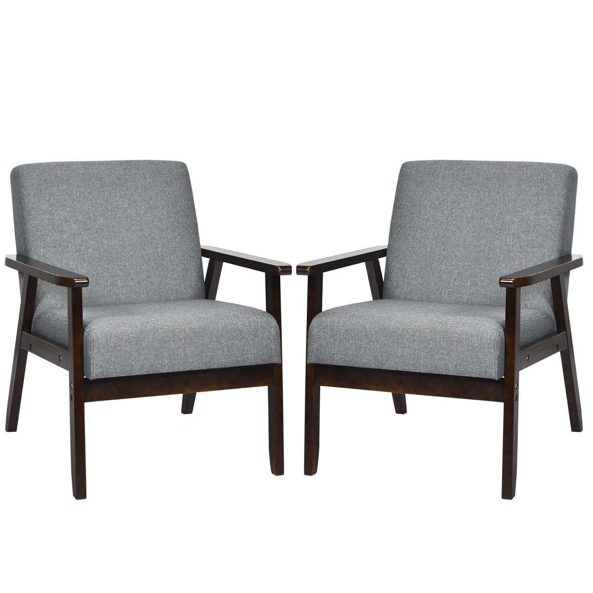 Giantex Set of 2 Accent Chair, Mid-Century Modern Arm Chair for Living Room, Bedroom, Dark Gray