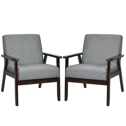 Giantex Set of 2 Accent Chair, Mid-Century Modern Arm Chair for Living Room, Bedroom, Dark Gray