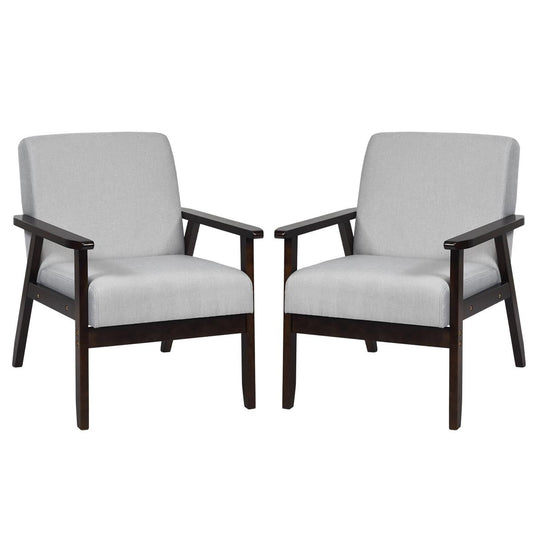 Giantex Set of 2 Accent Chair, Mid-Century Modern Arm Chair for Living Room, Bedroom, Light Gray