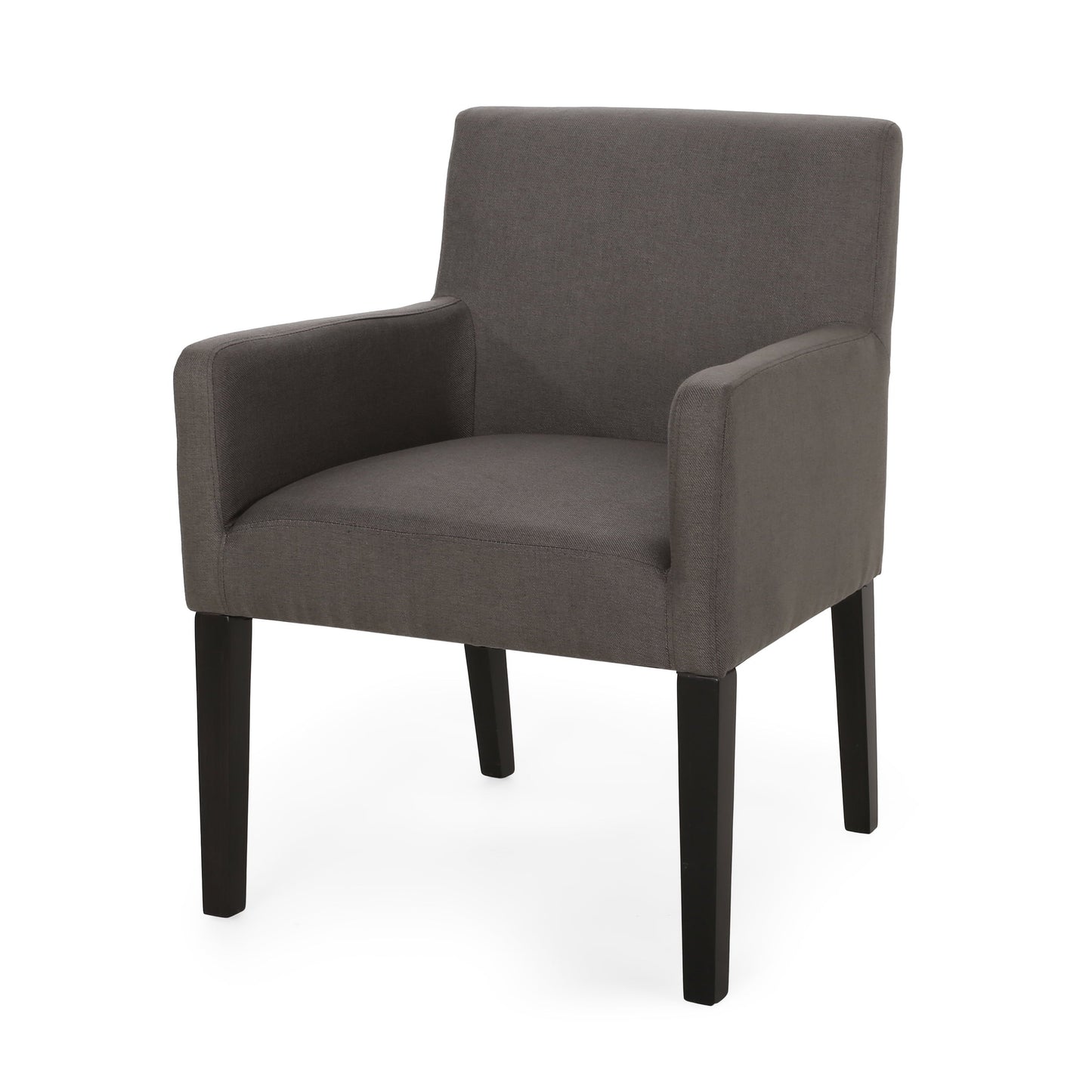Gilliam Contemporary Upholstered Armchair, Dark Gray and Espresso