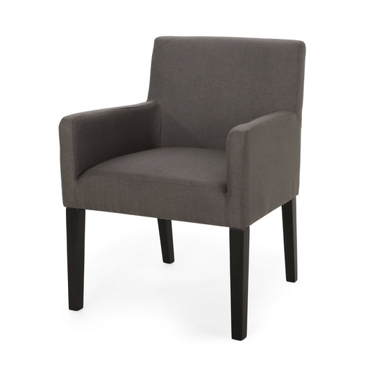 Gilliam Contemporary Upholstered Armchair, Dark Gray and Espresso
