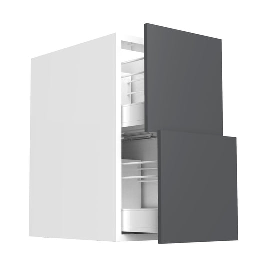 RTA - Glossy Grey - Two Drawer Base Cabinets | 15"W x 34.5"H x 24"D