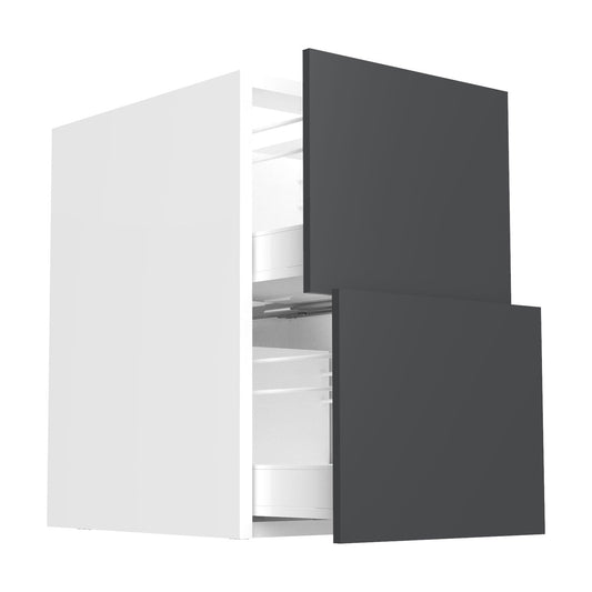 RTA - Glossy Grey - Two Drawer Base Cabinets | 18"W x 34.5"H x 24"D