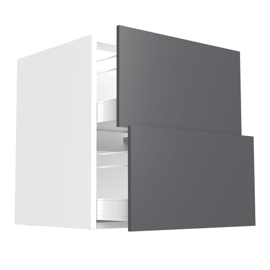 RTA - Glossy Grey - Two Drawer Base Cabinets | 27"W x 34.5"H x 24"D