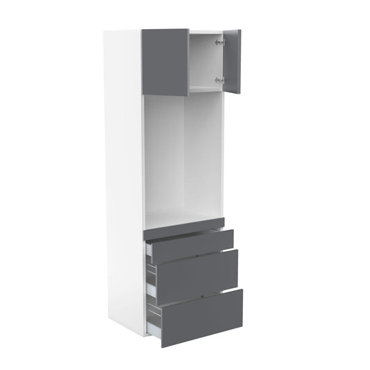 RTA - Glossy Grey - Single Oven Tall Cabinets | 30"W x 90"H x 24"D